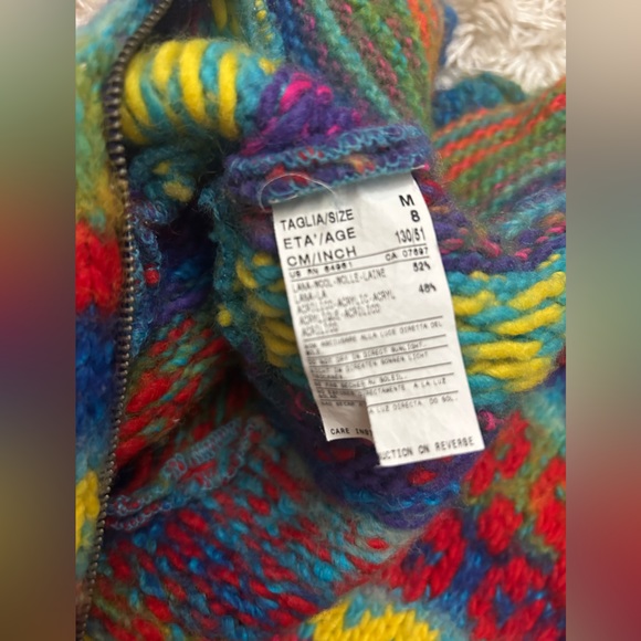 United Colors Of Benetton Girls Colorful Knit Sweater Jacket Size M - 7 - Picture 7 of 9